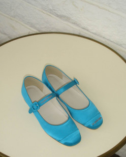 SILK BALLET FLATS BLUE